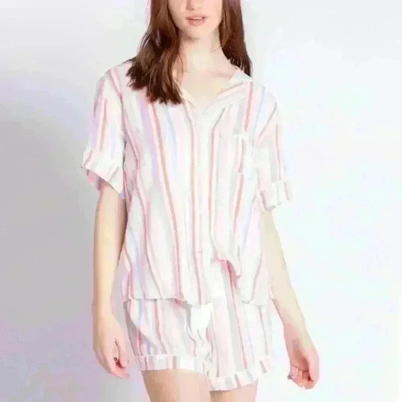 PJ SALVAGE Saturday Morning Woven Stripe Pajama Set - Picture 15 of 16